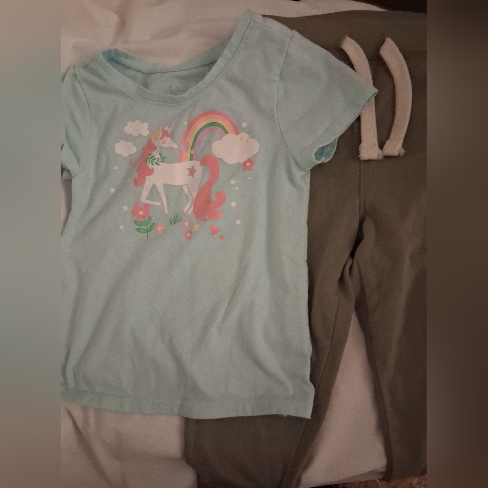 Garanimals Pastel Unicorn Tee and Sage Green Pants